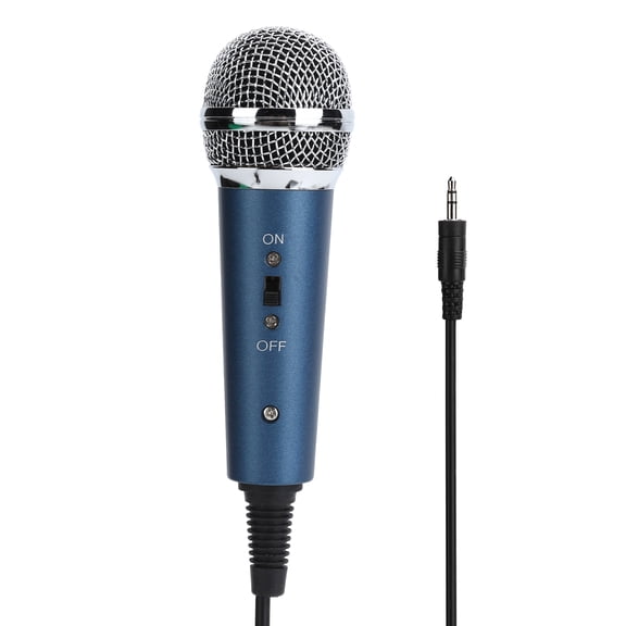 Xirurus Wired Condenser Microphone 3.5mm Cardioid Studio Mic with U-Shaped Audio Adapter for Computer Karaoke, Singing, and Streaming, Blue, Lightweight Portable Audio Equipment (9.84 in / 25 cm)