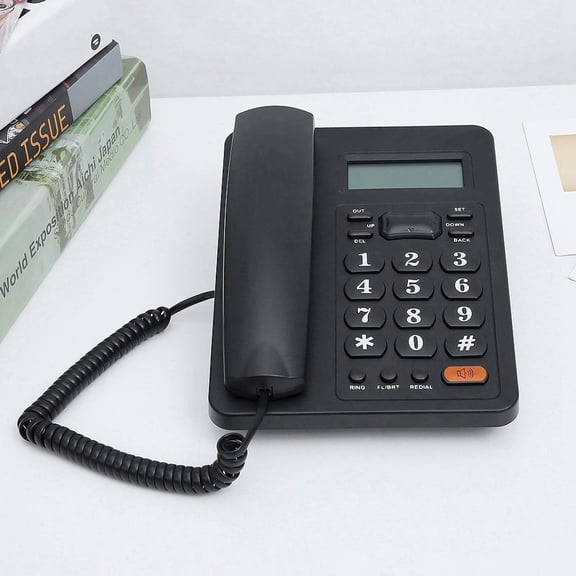 Xirurus Wired Home Office Caller ID Display Landline Fixed Telephone with Redial Function, Black (8.46 inches / 21.5 cm)