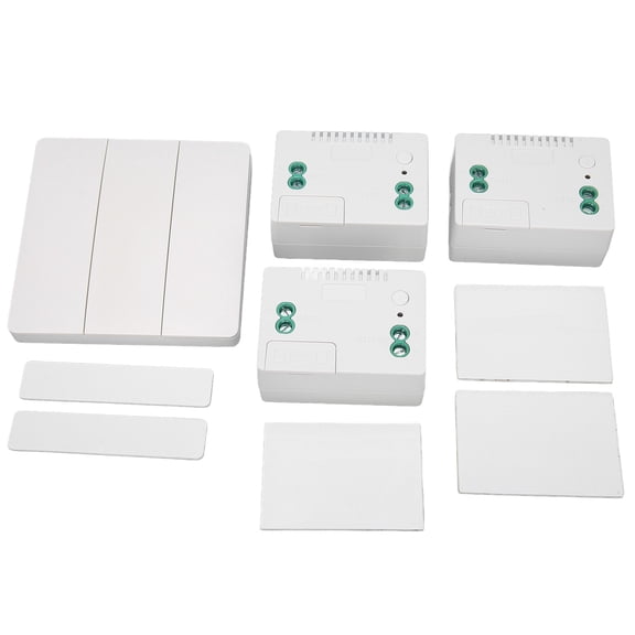 Xirurus Wireless Light Switch Kit, 3 Gang Self Powered Remote Wall Switch with Receiver, 110-230V Waterproof Kinetic Energy Wall Mounted Light Switch for Home Office
