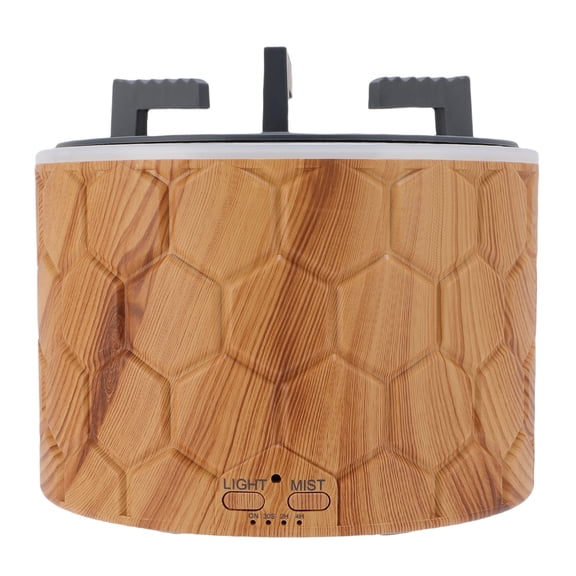 Xirurus Wood Grain Fire Flame Aromatherapy Diffuser, Quiet 3 in 1 Essential Oil Diffuser Night Light 400 ML / 13.5 oz Stove Shaped Humidifier with Remote Control, EU Plug 100-240V for Home Office