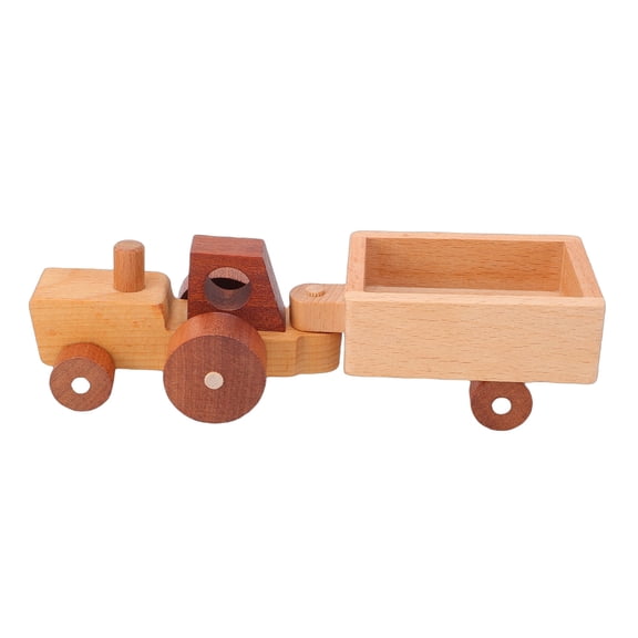 Xirurus Wooden Agricultural Tractor Toy for Kids Premium Solid Wood Farm Vehicle Tractor Toy Decorative Piece Crafts Model Blocks Toy Car for Boys and Girls (6.89x2.24x1.81 inches / 17.5x5.7x4.6 cm)