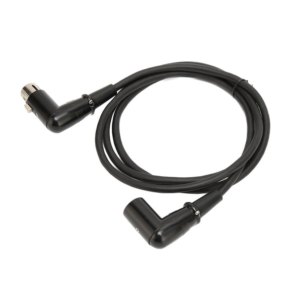 Xirurus XLR Male to Female Microphone Cable, 3 Pin OFC Conductor, Right Angle to Right Angle Balanced Audio Cord, 4.9 Feet / 1.5 Meters, Black PVC Jacket for Studio Recording and Live Sound Systems