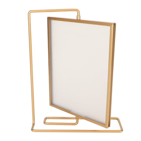 Xirurus Y5578 Gold Metal Rotating Photo Frame Double Sided Rotating Floating Tabletop Picture Frame for Home Office Decor 5 x 7 inches / 12.7 x 17.8 cm