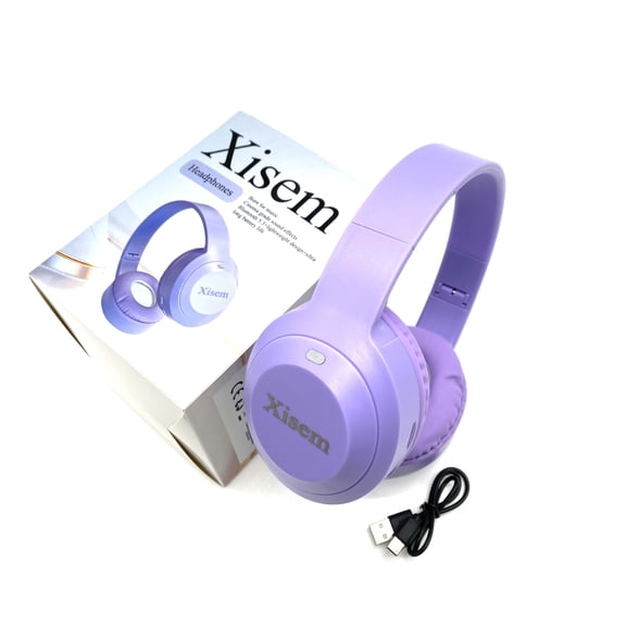 Xisem Headphones Modern Over-Ear Wireless Headphones in Purple with Extended Battery Life and Stable Bluetooth 5.3 Connectivity for Daily Use