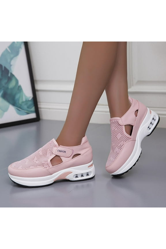 Xisheep Sneakers for Women, Casual Skeleton Mesh Breathable Thick Bottom Shoes Walking Shoes Slip On Sneakers, Summer Women's Fashion Sneakers