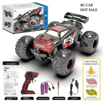 Xitz Q105 Remote Control Car for Kids,1:18 Scale All Terrain RC Truck,  RC Car with Led Light and Two Rechargeable Batteries, Monster Truck Off Road Racing Car for Kid and Adult,Red