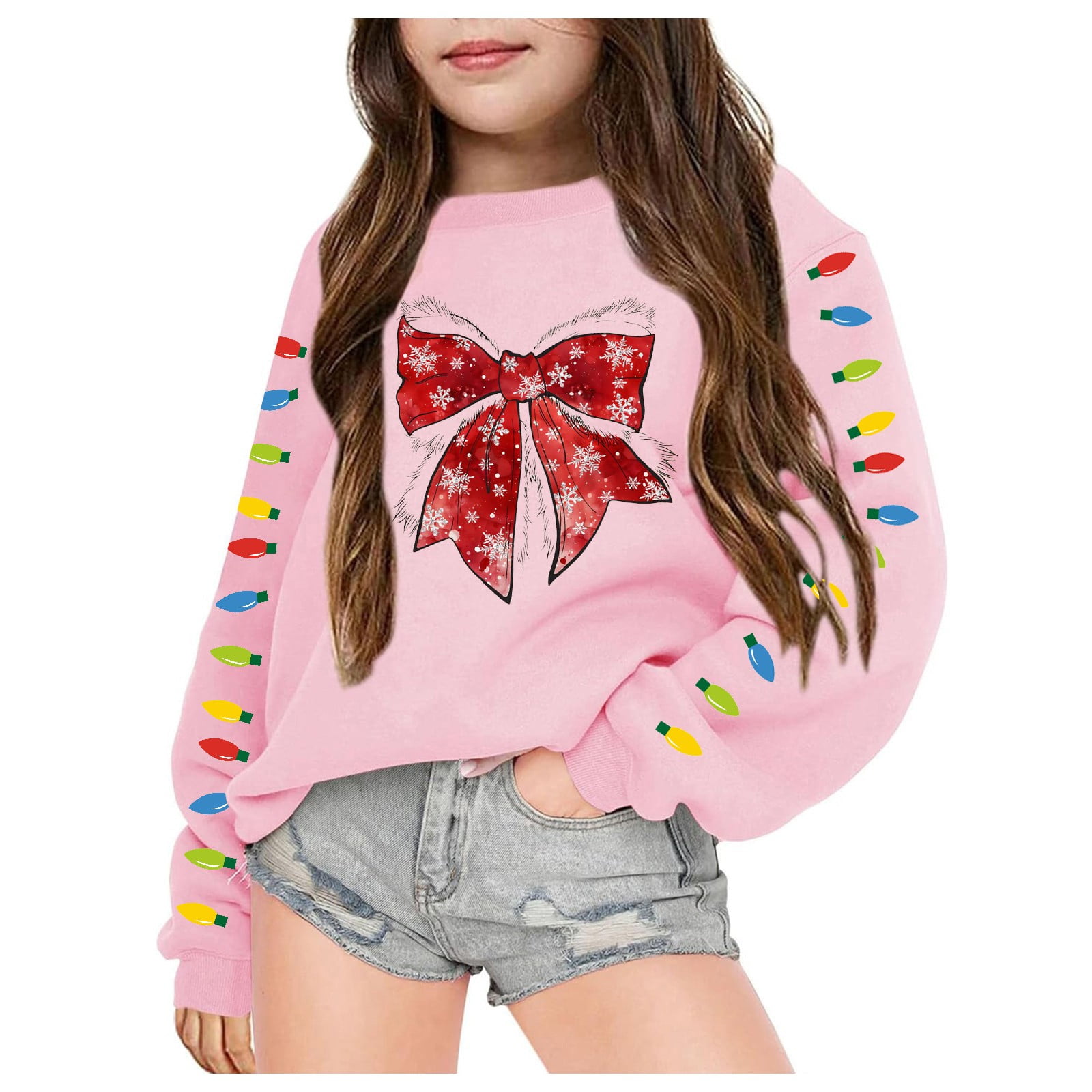 Xiulive Children Girls Christmas Bow Xmas Fall Plus Size Hoodie
