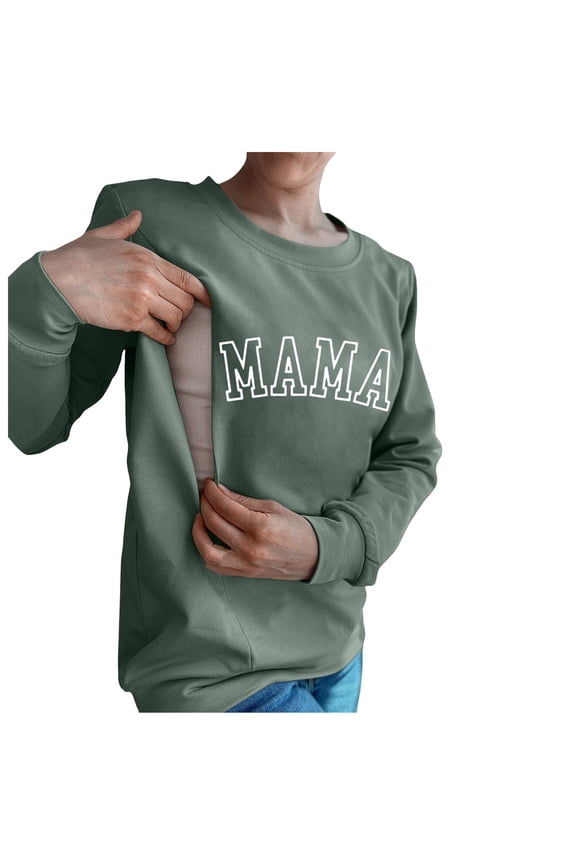 Women Casual Maternity Nursing Sweatshirt Comfort Friendly Zip Breastfeeding Pullover Tops Mama'S Boobery Sweater Soft outfits