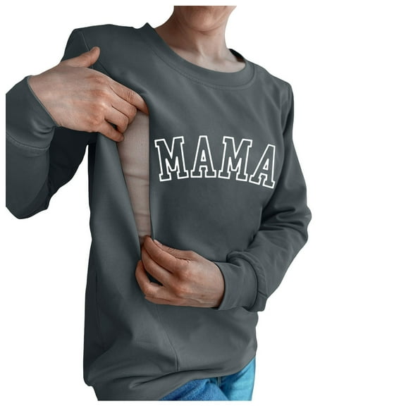 Xiulive Women Casual Maternity Nursing Sweatshirt Comfort Friendly Zip Breastfeeding Pullover Tops Mama'S Boobery Sweater Soft outfits