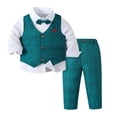 thumbnail image 1 of Xiuong Boys' 4-Piece Formal Suit Set Dress Shirt Vest Pants and Tie Wedding Birthday Party Suit (D,18-24 Months), 1 of 4