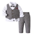 thumbnail image 1 of Xiuong Boys' 4-Piece Formal Suit Set Dress Shirt Vest Pants and Tie Wedding Birthday Party Suit (E,4-5 Years), 1 of 4
