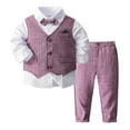 thumbnail image 1 of Xiuong Boys' 4-Piece Formal Suit Set Dress Shirt Vest Pants and Tie Wedding Birthday Party Suit (F,6-12 Months), 1 of 4