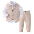 thumbnail image 1 of Xiuong Boys' 4-Piece Formal Suit Set Dress Shirt Vest Pants and Tie Wedding Birthday Party Suit (G,3-4 Years), 1 of 4