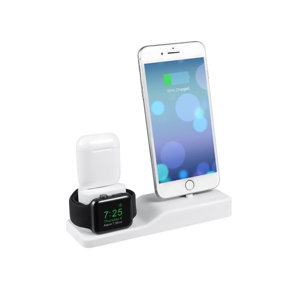 Xiwaer 3-In-2 Charger Base Stand for iPhone/AirPods /Apple Watch White
