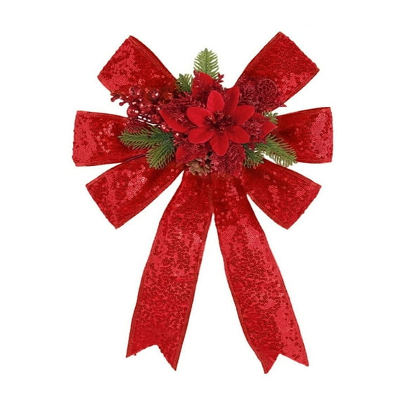 Xiwaer Christmas Decorations High-end Gold Velvet Bow Christmas Flocking Bow Large Red B