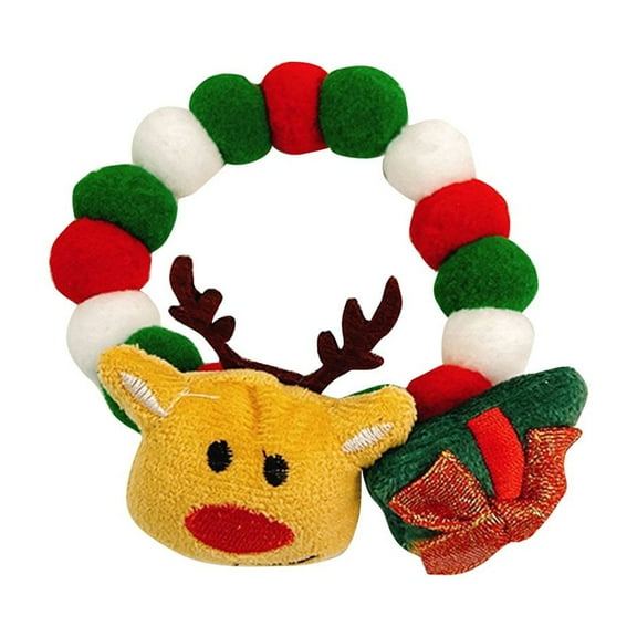 Xiwaer Christmas Pet Collar Dog Collar Christmas Tree Old Man Elk Hair Ball Dog Necklace Collar Decoration A