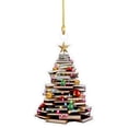 thumbnail image 1 of Xiwaer Christmas Tree Shape Bookshelf Pendant, Hanging Sleigh Pendants, Personalized Stack Of Book Tree And Sled Ornament, For Christmas Keepsake Gift 2D P, 1 of 9