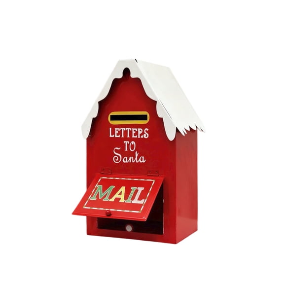 Xiwaer Christmas Wrought Iron House Mailbox, Christmas Furniture And Garden Decorations Red