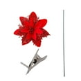 thumbnail image 1 of Xiwaer Glitter Poinsettia 5.5 Inch Artificial Flower Christmas Clip Stem Christmas Tree Ornaments For Wedding Party Wreath Decoration Deep Red L, 1 of 1