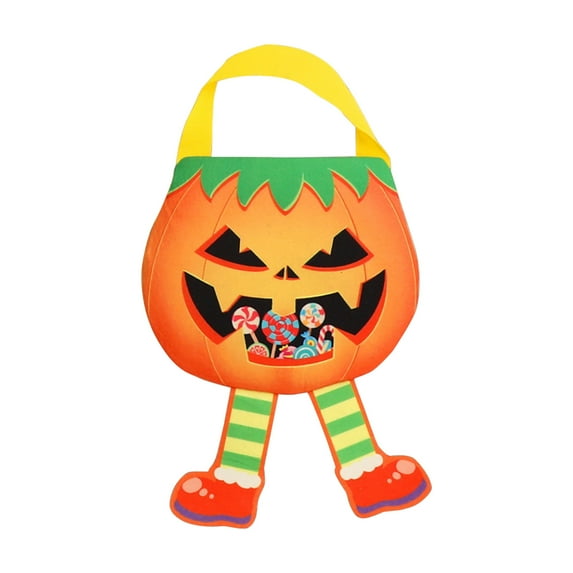 Xiwaer Halloween Candy Bag Reusable Non-Woven Tote Bags Candy Orange