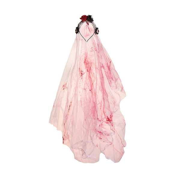 Xiwaer Halloween Decor Halloween Veil Horrific Veil Hair Comb with Flower Halloween Cosplay Costume Zombie Bride Hair Accessories for Women Girls Halloween Veil(B)