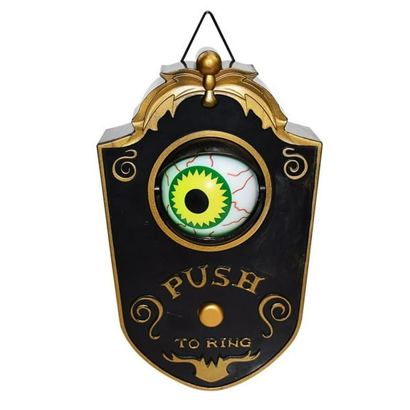 Xiwaer Halloween One-eyed Doorbell Decoration Ghost's Day Glowing Hanging Piece Whole Door Hanging Black