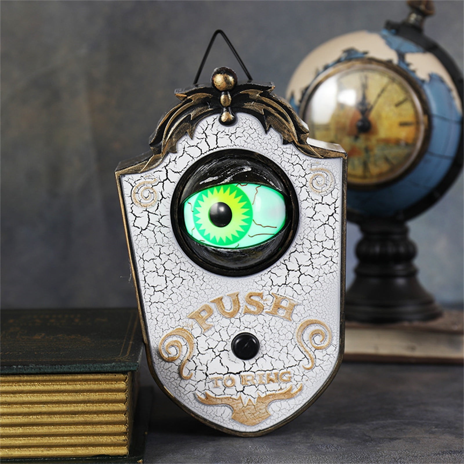 Xiwaer Halloween One-eyed Doorbell Decoration Ghost's Day Glowing Hanging Piece Whole Door Hanging,