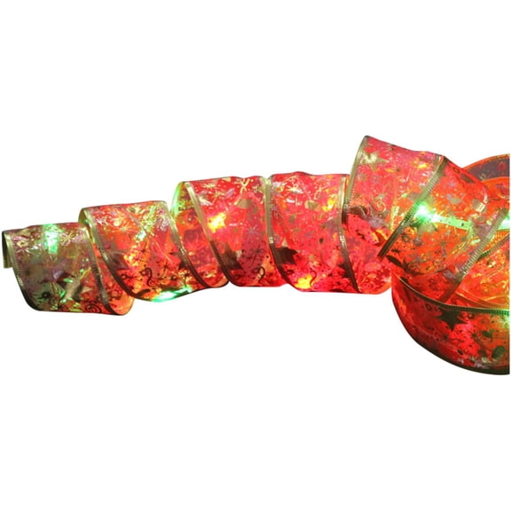 Xiwaer New Year Xmas Christmas Decor Ribbon Lights Double Layer Copper Wire Ribbon Strings Lights For Weddings Christmas Tree Decorations,D