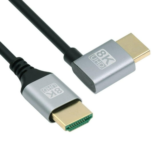 Xiwai 1.0M HDMI 2.1 Ultra Thin HDTV Cable 8K 4K Hyper Super Flexible Slim Cord Left Angled 90 Degree Type-A Male to Male for Computer HDTV