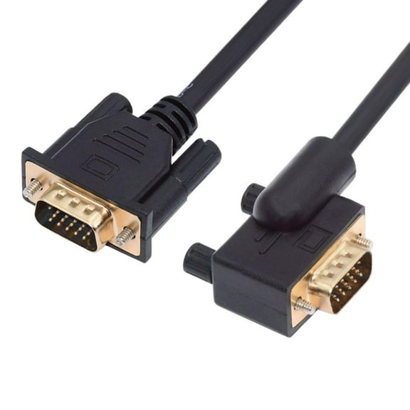 Xiwai 100CM 90 Degree Left Angled VGA RGB Male to Straight Male Extension Cable 3COAX+6C for Monitor Projector Computer