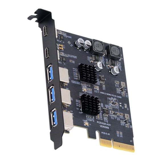 Xiwai 10Gbps Three Type-A USB3.0 Back Panel Socket & Dual USB3.1 Type-C USB-C to PCI-E Express Card Adapter ASM3142 VL822