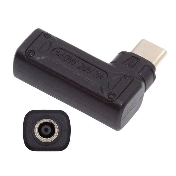 Xiwai 140W 100W DC Jack 4.5x3.0mm Input to USB-C Type-C Angled 90 Degree Power Plug Charge Adapter for Laptop Phone