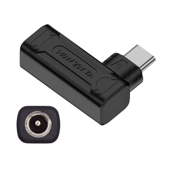 Xiwai 140W 100W DC Jack 5.5x2.1mm Input to USB-C Type-C Angled 90 Degree Power Plug Charge Adapter for Laptop Phone