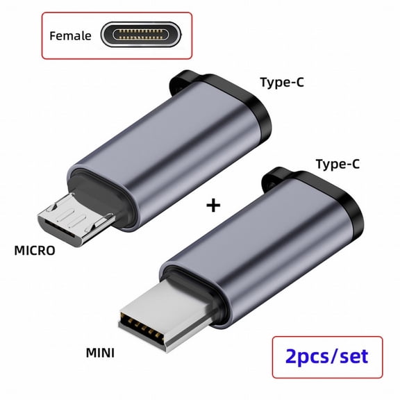 Xiwai 2pcs/lot USB-C USB2.0 Type C Female to Micro Mini USB Male Power Adapter 480Mbps Data with Chain Holes