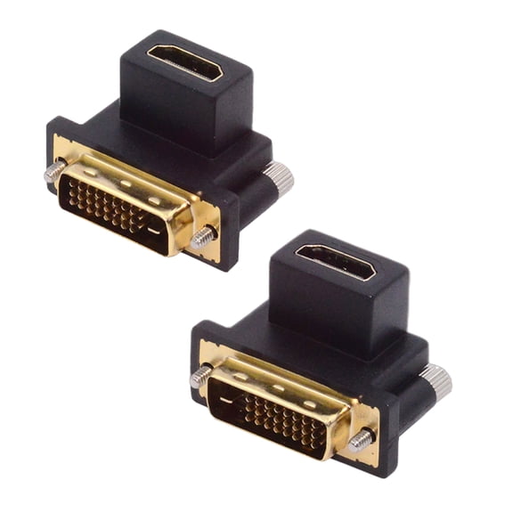 Xiwai 2pcs/lot Up & Down Angled 90 Degree DVI Male to HDMI Female 4K Adapter for Computer HDTV Graphics Card