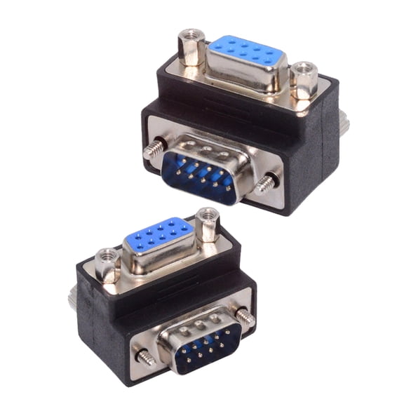 Xiwai 2pcs/lot Up & Down Angled 90 Degree RS232 D-Sub 9Pin Screw Type Male to Female Nut Type Extension Adapter