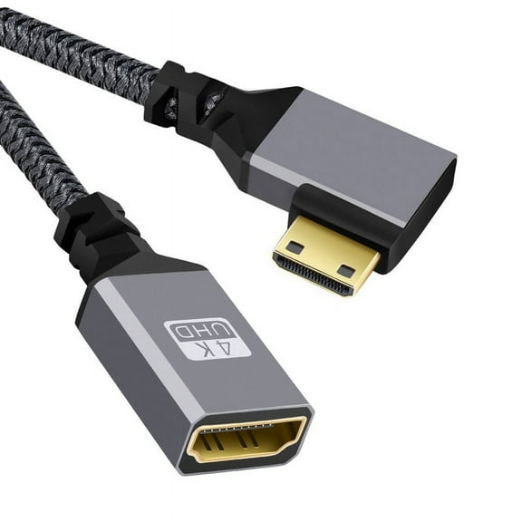 Xiwai 4K Type-C MINI HDMI 1.4 Male 90 Degree Right Angled to HDMI Female Extension Cable for DV MP4 Camera DC Laptop