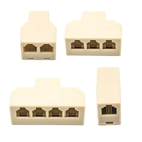 Xiwai 4pcs/lot 1-in-2-out 1-to-3 1-to-4 Way Outlet 6P4C RJ11 RJ12 Telephone Phone Modular Jack Line Splitter Adapter Extender