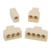 Xiwai 4pcs/lot 1-in-2-out 1-to-3 1-to-4 Way Outlet 6P4C RJ11 RJ12 Telephone Phone Modular Jack Line Splitter Adapter Extender