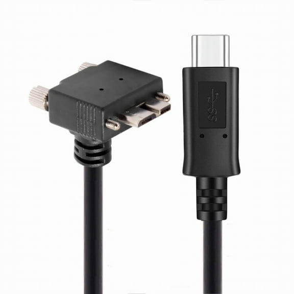 Xiwai 5Gbps USB-C Type-C Host to Micro USB3.0 Screw Mount 90 Degree Up Angled for Industrial Camera Storage