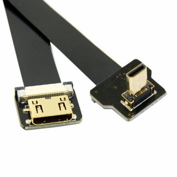 Xiwai CYFPV Up Angled 90 Degree FPV Micro HDMI Male to Mini HDMI Female FPC Flat Cable 10cm for FPV HDTV Multicopter Aerial Photography