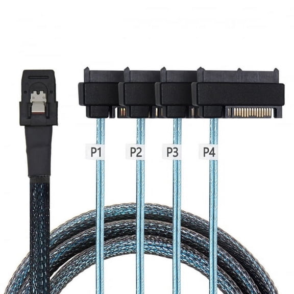Xiwai Cable Internal 36 Pin Mini SAS SFF-8087 Host to 4 SFF-8482 Target SAS Hard Disk SATA Power Cable 100cm