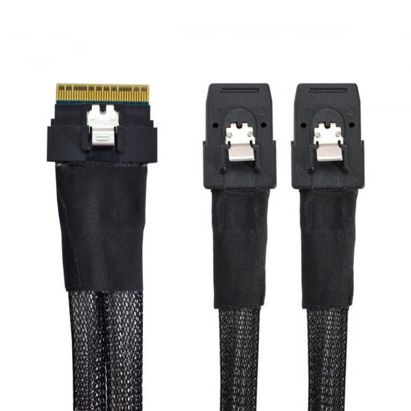 Xiwai Cable PCI-E Ultraport Slimline SAS Slim 4.0 SFF-8654 8i 74pin to Dual SFF-8087 Mini SAS Cable PCI-Express