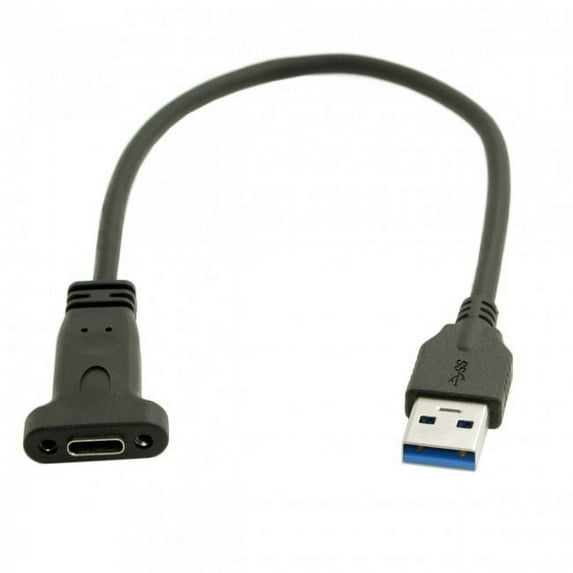 Xiwai Cable USB-C USB 3.1 Type C Female to USB 3.0 A Male Data Cable 20cm with Panel Mount Screw Hole