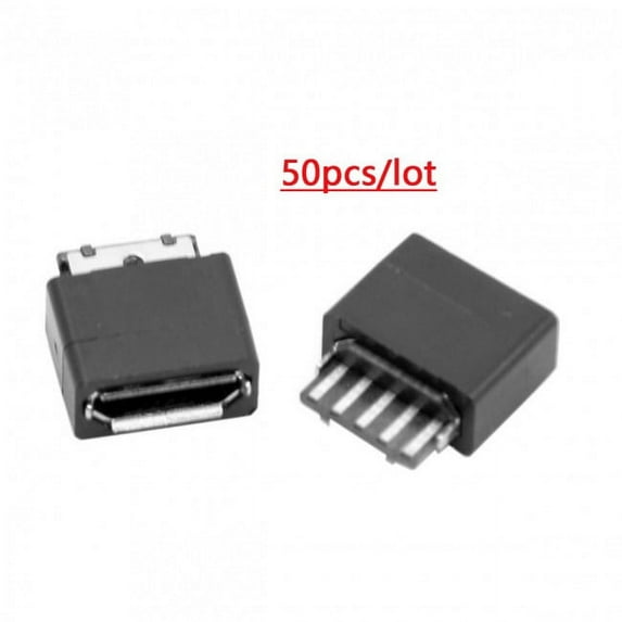 Xiwai Connector 50Pcs Type B Micro USB Female 5 Pin Jack Port Socket Connector Solder Type Repair Parts