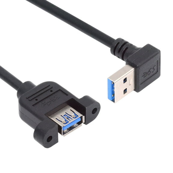 Xiwai Down Angled USB 3.0 Male to Female Type-A Panel Type Header Cable 90 Degree Connector 30cm