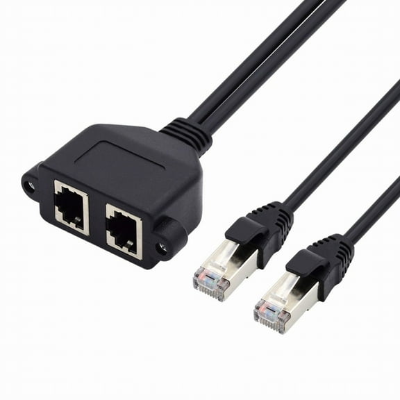 Xiwai Dual Ports UTP Cat6 Male to Female Lan Ethernet Network Extension Cable 8P8C FTP STP with Panel Mount Holes