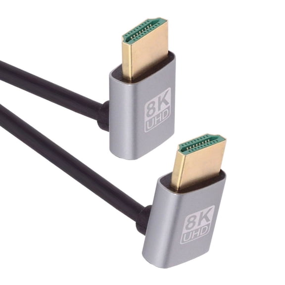 Xiwai HDMI 2.1 Ultra Thin HDTV Cable 8K 4K Hyper Super Flexible Slim Cord Down Angled to Down Angled 90 Degree Type-A for Computer HDTV