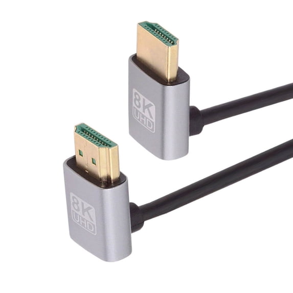 Xiwai HDMI 2.1 Ultra Thin HDTV Cable 8K 4K Hyper Super Flexible Slim Cord Down Angled to Up Angled 90 Degree Type-A for Computer HDTV