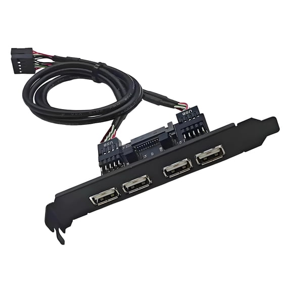 Xiwai Internal Four USB2.0 Female Mount Panel to Motherboard 9pin Baffle Cable with Extral SATA Power and 12cm Bracket